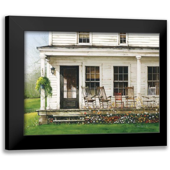 Rossini, John 14x12 Black Modern Framed Museum Art Print Titled - Back Porch Gathering