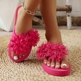 thumbnail image 5 of BRICH Flip Flops for Women Flower Dressy Wedges Platform Flat Sandals Open Toe Summer Beach Slides Comfortable Outdoor Boho Shoes Hot Pink 8, 5 of 8