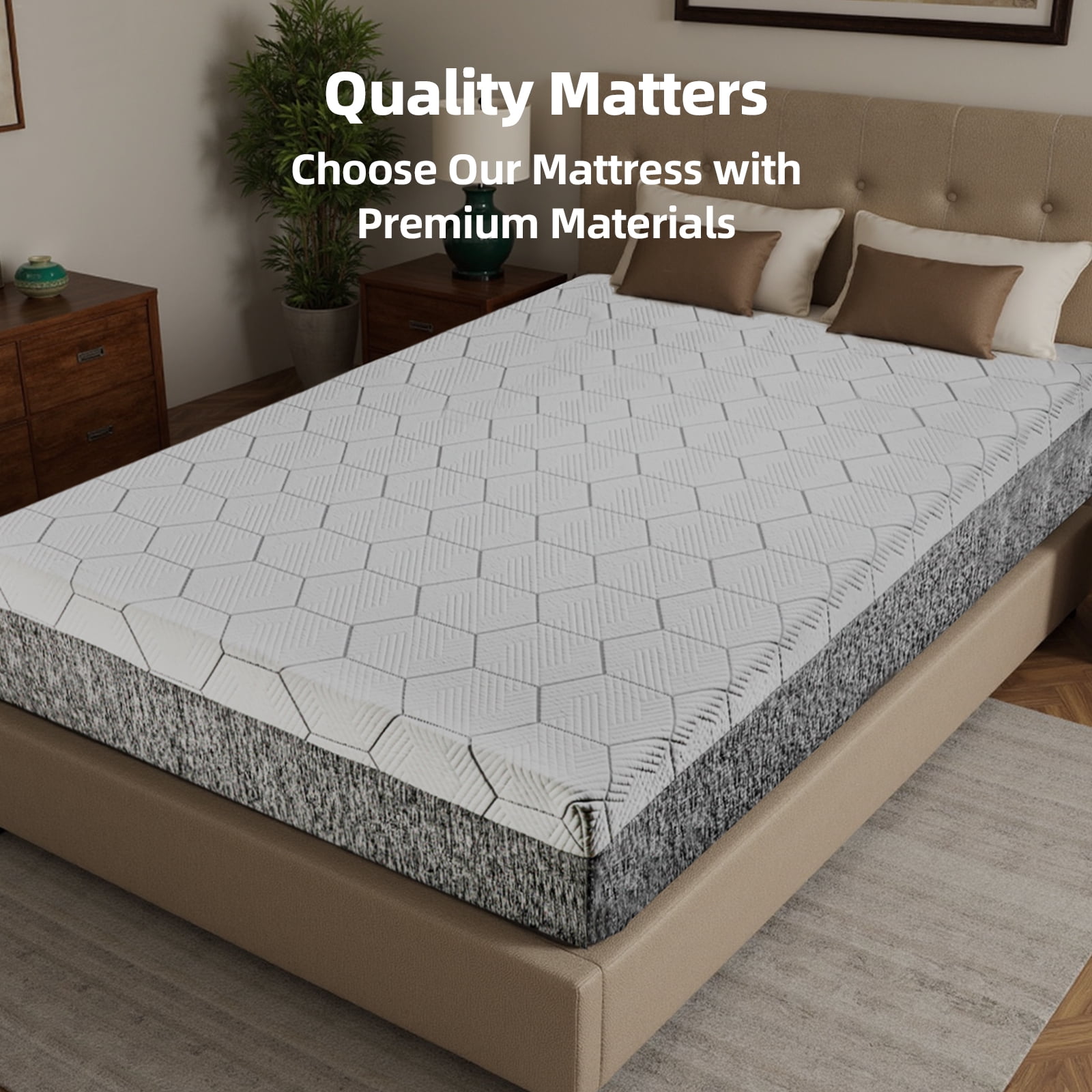 12 Inch Queen Size Mattress, Premium 5-Layer Memory Foam Cooling Mattress, Made in Japan, Zoned Support for Back Pain Relief, Breathable Air Mesh Cover, Bed in a Box