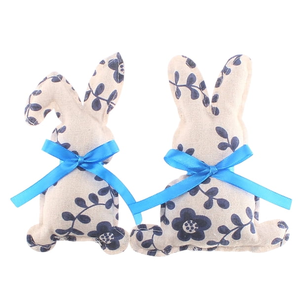 Decoraciones de Fiesta Azules Y Blancos Serie de Porcelana Azul Y Blanco Conejos de Tela Ornamentos Conejos de Pascua Suministros de Diseño de Fiesta de Vacaciones Decoraciones de Pascua para el Hogar