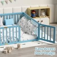 thumbnail image 4 of Queen Size Floor Bed with 21.6" High Fence for Kids, Solid Wood Multifunctional Montessori Bed Frame with Door, Without Slats, Sky, 4 of 7