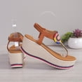 thumbnail image 6 of Mepaouo Womens Bohemian Wedge Sandals Elastic Ankle Strap Platform Shoes Vintage Summer Casual Sandal, 6 of 8