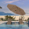 thumbnail image 3 of PURPLE LEAF 6' x 9' Patio Umbrella with Base Market Umbrella Rectangular Outdoor Umbrella with Push Button Tilt & Crank and 8 Ribs Aluminum Table Umbrella for Pool Backyard Beach, Taupe, 3 of 7