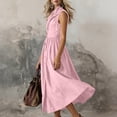 thumbnail image 6 of Gamivast Dresses for Women Sleeveless Button Front Shirt Dress Collared A-Line Maxi Dress with Pockets Casual Resort Vacation Beach Sundress Pink XXL, 6 of 6