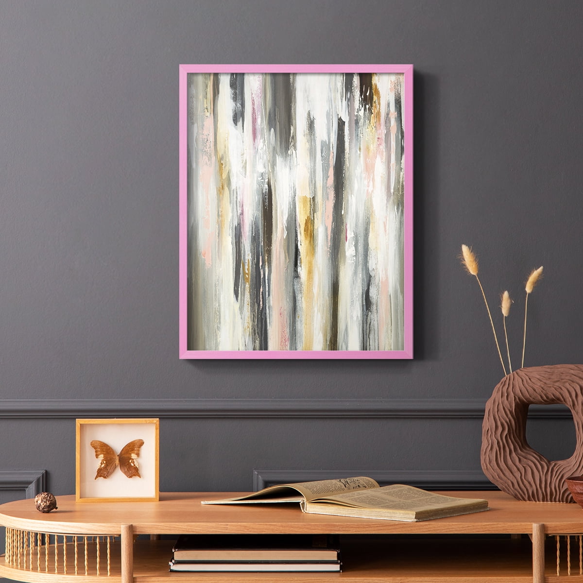 Color Ripple II Framed Print in Pink Solid Wood Framed Print No Nail Hanging