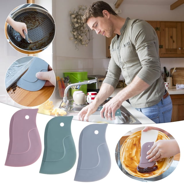 Xihbxyly Raspador Suave Penguin, Elimina Manchas Difíciles, Raspado Eficiente de Aceite, Agarre Antideslizante, Herramienta de Limpieza de Cocina, Diseño de Cola Curva, Estética Moderna, Tamaño 11 X