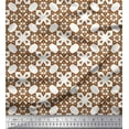 thumbnail image 1 of Soimoi Brown polyester Crepe Fabric Geometrical Star Geometric Print Sewing Fabric Yard 42 Inch Wide, 1 of 3