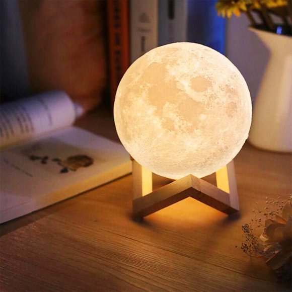 shiyou-Moon Lamp, Moon Lights Moon Night Light with Stand, Touch Control, USB Rechargeable Gifts for Boys Girls Friends Lover Valentine's Day Luna lamp 5.7 inch 3 Colors