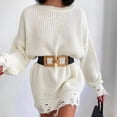 thumbnail image 1 of WILLBEST Chandails à Capuche Oversize pour Femmes, Col Rond, Manches Longues, Chandail-Over, Couleur Unie, Ourlet Déchiré, 1 of 3