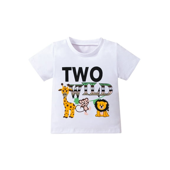 Wassery Baby Boys Girls Clothes 18M 24M 2T 3T Infant Boys Summer Outfits Letter Animals Print Crew Neck Short Sleeve T-Shirts Tops