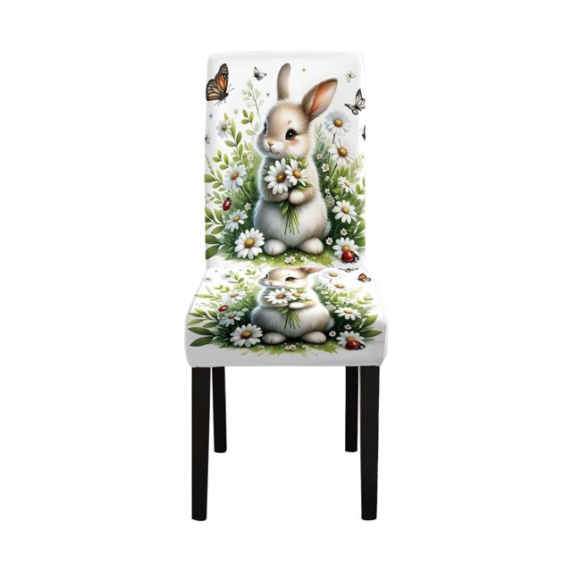 GUANGHONG Décorative Housse de Chaise de Dessin Animé de Pâques Housse de Chaise Extensible Universelle pour Table à Manger Familiale Housse de Chaise de Maison de Pâques Housses de Fauteuil Inclinable pour Chiens Housse de Canapé Coussin en T Jeté sur Canapé