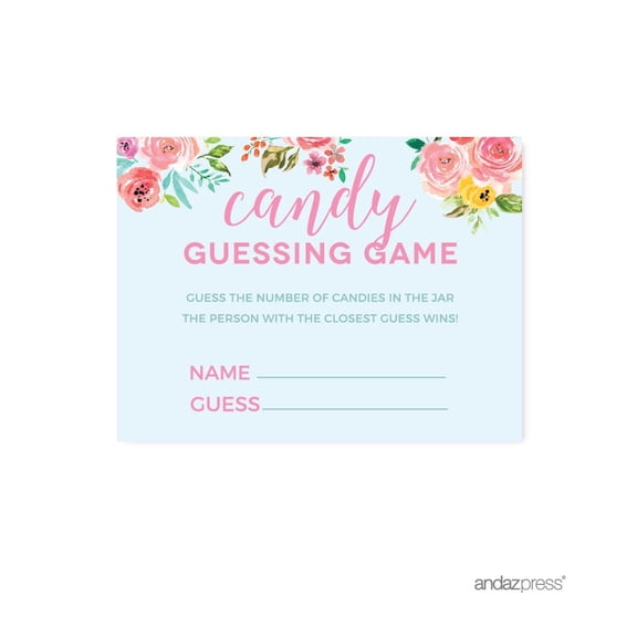 Koyal Wholesale Pink Roses English Tea Party Candy Guessing Game Cards – 30-Pack