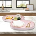 thumbnail image 3 of MAONAME Pink Serving Trays with Handles, Oval Decorative Trays for Coffee Table, Nesting Trays Set of 2, Plastic Vanity Trays for Ottoman, Living Room, 3 of 6