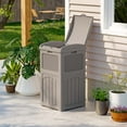 thumbnail image 3 of Patiowell 36 Gallon Hideaway Can Resin  Trash with Latch for Backyard, Deck, or Patio,Light Brown, 3 of 9