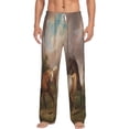 thumbnail image 2 of Lsque Three Horses Oil Painting Print Men's Pajama Pants, Lounge Pant - Comfortable Home Wear,Elastic Waistband, Stylish Design-Medium, 2 of 9