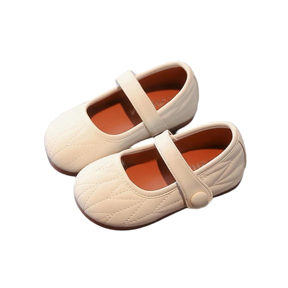Xfvqtps Girls Mary Jane Shoes Flats Soft Sole Solid Color Ballet Hook and Loop Strap Princess Shoes for Spring Summer Casual Outfit