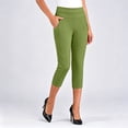 thumbnail image 5 of Plus Size Capri Pants For Womens Liweisiy Elastic High Waisted Slim Fit Stretchy Trousers Casual Oversized Pants Army Green 2XL, 5 of 6