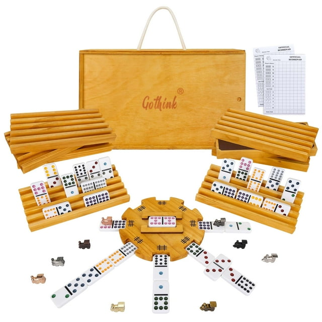 Set de dominó GOTHINK Mexican Train Double 12 con funda para niños