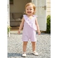 thumbnail image 4 of Cenuakty Toddler Newborn 6M 12M 18M 2T 3T 4T Girl Plaid Sleeveless Romper Asymmetric Ruffled Bodysuit Classic V-Neck Checkered Jumpsuit, 4 of 9
