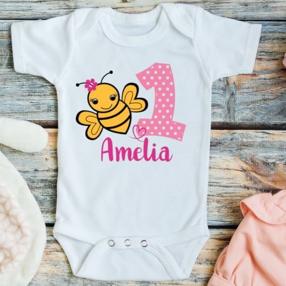 Baby Bodysuit BELLA CANVAS Bumble Bee Birthday, 1St Birthday Girl, Honey Bee First Birthday, First Bee Day, Cake Smash Outfit, First Birthday Girl Gift, One Year Old