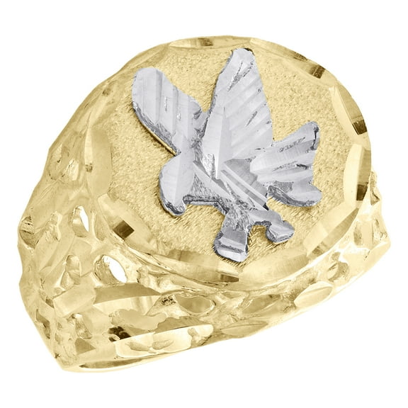 10K Yellow Gold American Eagle Diamond Cut Shank 20mm Statement Pinky Ring Band
