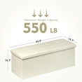thumbnail image 3 of Folding Storage Ottoman Bench with Tray, 43.3inches Faux Leather Long Storage Chest Footrest Seat, Coffee Table, Foot of Bed Storage Bench for Living Room Bedroom, Beige, 3 of 8