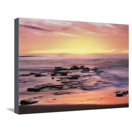 California, San Diego. Sunset Cliffs Tide Pools Reflecting the Sunset Stretched Canvas Print Wall Art By Christopher Talbot