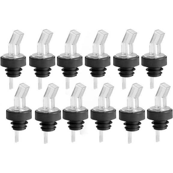 Soro Essentials- Set of 12 Plastic Free Flow Screened Bottle Pourer with Collar Clear Color- Bottle Pourers for Alcohol Leak Proof No Drip or Spill Pour Spouts for Liquor Wine Bottles