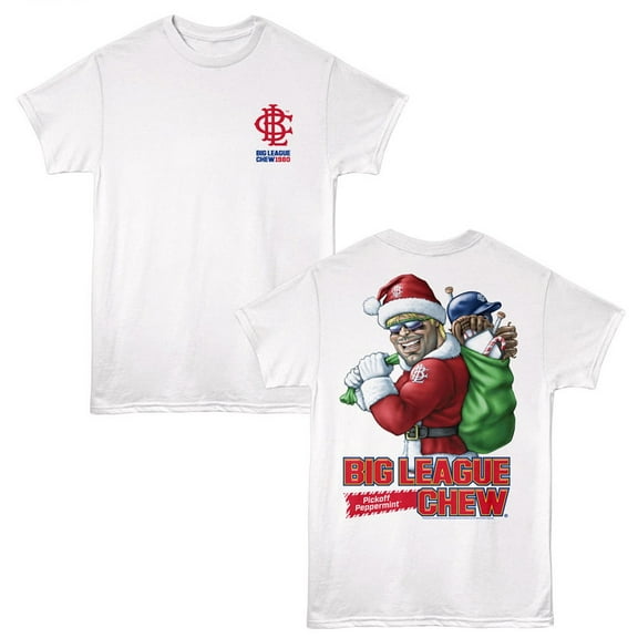 Big League Chew Pickoff Peppermint Santa Men's T Shirt (White, Adult2XL)