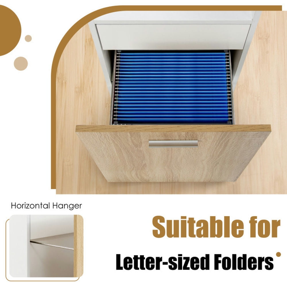 Demi Bonn 2 Drawers Mobile File Cabinet with Wheel, Filing Cabinet for Letter Size, White