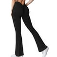 thumbnail image 6 of Surakey Yoga Pants for Women Wide Leg Palazzo Pant Athletics Flare Trousers Bell Bottoms Sleeveless Overalls Jumpsuits Square Neck Playsuit One Piece Workout Rompers, 6 of 8
