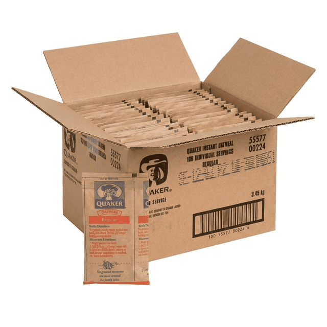 Quaker Sachets de Gruau Instantané Régulier, 28 g (108 Unités/caisse) – Gruau du Déjeuner Rapide et Facile