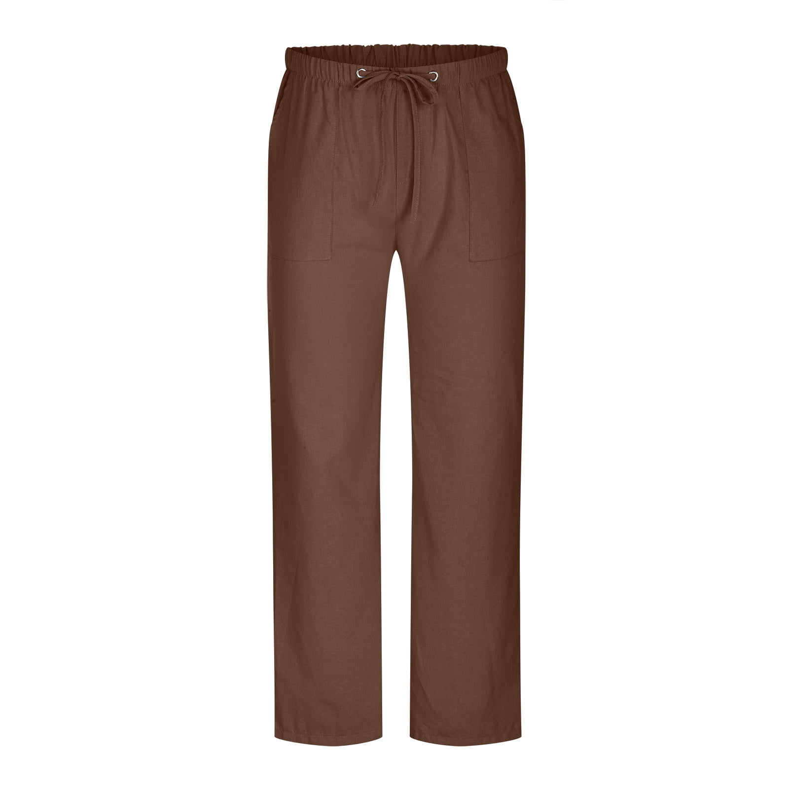 激安通販サイト 人気 Casual Linen Cotton Men's Pants Waist Elastic Drawstring Clothing
