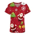 thumbnail image 4 of Luxalzxs Women's Christmas Scrub Tops Cute Print Short Sleeve V-Neck Shirts Anti Wrinkle Nursing Uniform Holiday Tops, 4 of 5