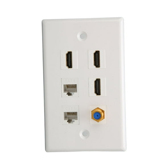 HD Multimedia Interface Wall Plate, Decorative Professional TV F Head Ethernet Wall Plate 6 Ports For Home