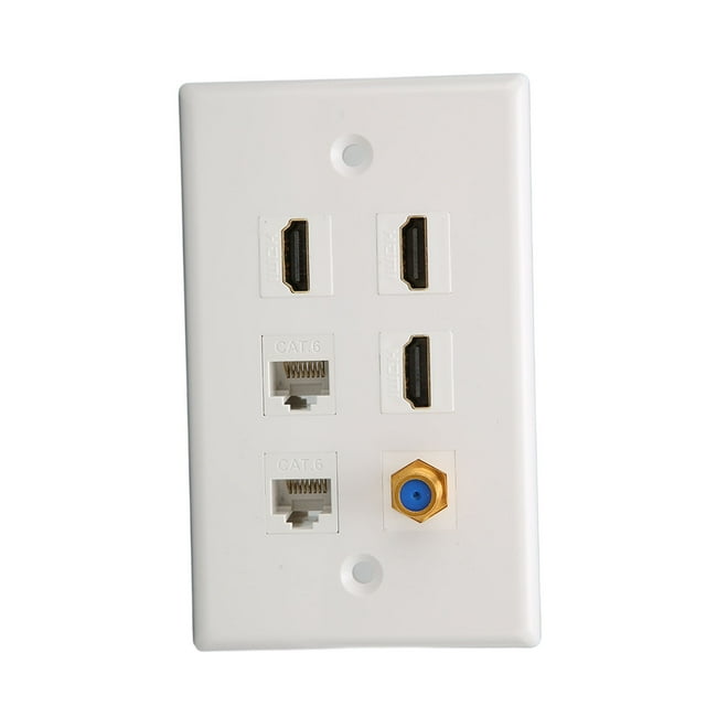 HD Multimedia Interface Wall Plate, Decorative Professional TV F Head Ethernet Wall Plate 6 Ports For Home