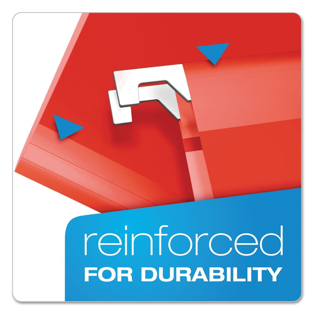 Pendaflex Reinforced 2" Extra Capacity Hanging Folders 1/5 Tab Legal Red 25/Box 4153X2RED