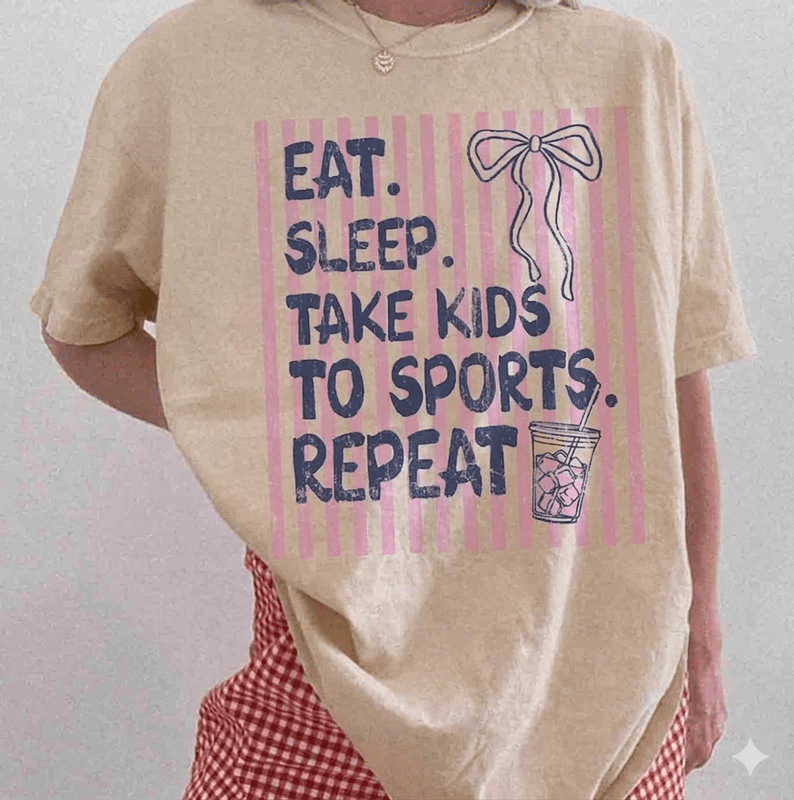 Eat Sleep Take Kids to Sports Repeat Shirt, Baseball Mom Tee, Game Day Sports Mom T-Shirt