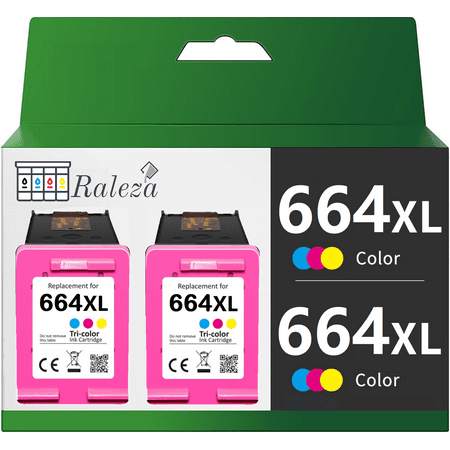 Raleza Compatible Color 664XL 664 XL High Yield Ink Cartridge Replacement for HP Deskjet 1115 2136 3636 3836 Printer (2 Pack)