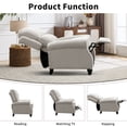 thumbnail image 5 of Ebello Push Back Recliner Chair – Overstuffed Textured Fabric Wingback Recliner, Adjustable Manual Reclining Sofa Chair for Living Room, Bedroom (White), 5 of 8