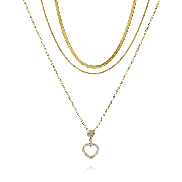 Collares de Cadena Multicapa JeenMata con Colgante en Forma de Corazón