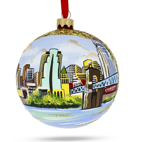 Cincinnati, Ohio Glass Ball Christmas Ornament 4 Inches