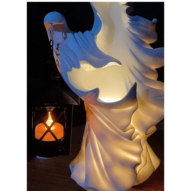 Halloween Con Linterna Decoración De Bruja De Resina Linterna Fantasma Escultura Para Decoración De Jardín De Halloween Guardurnaity HA045898-02