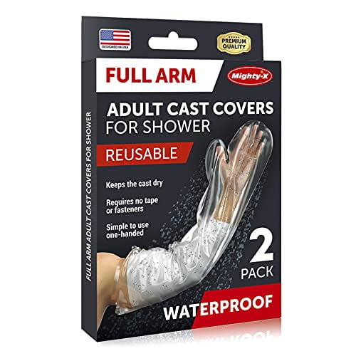 100% Waterproof Cast Cover Arm -ã€Watertight Sealã€‘ - Reusable Adult Full Arm Cast Covers for Shower Elbow, Hand & Wrist - 2 Pack