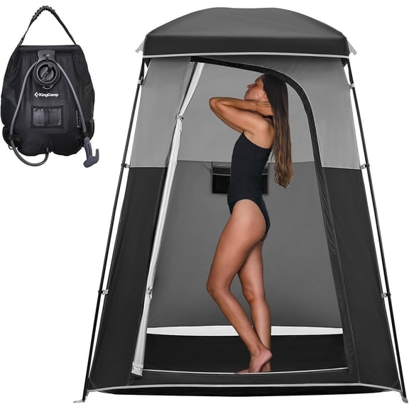 KingCamp Shower Tent, Portable Camping Bathroom Tent with 5 Gallon Solar Heated Bag, Outdoor Privacy Changing Room Tent, Privacy Shelter for Toilet, Dressing Outdoor Camping, Hiking