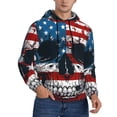 thumbnail image 2 of Uemuo American Flag Skull Pattern Men's Hoodie - Casual Pullover Hoodie with Kangaroo Pocket, Stylish Hooded Sweatshirt for Everyday Wear-XX-Large, 2 of 7