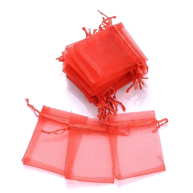 Bolsas pequeñas de Organza con cordón para joyería, bolsas de malla de colores para pulseras, embalaje de dulces, recuerdo de fiesta, regalo pequeño, 100 Uds.