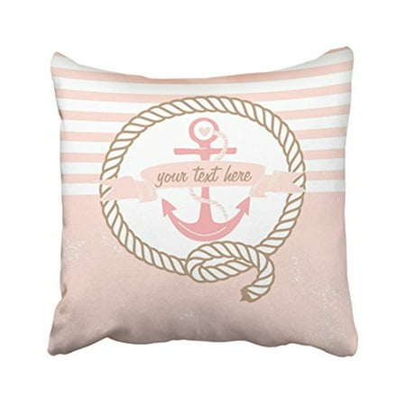 Winhome Square Throw Pillow Covers Pink Anchor And Banner Nautical