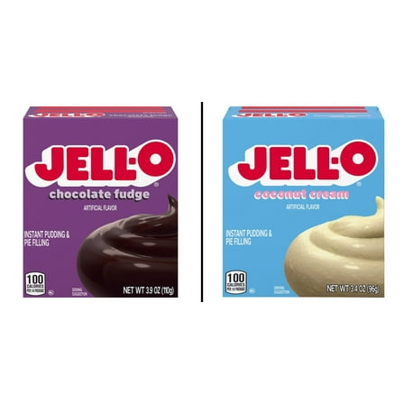 Jell-O Chocolate Fudge 3.9 oz & Jell-O Coconut Cream Instant Pudding Mix 3.4 oz