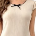 thumbnail image 4 of Kaemgyyd Nightgowns for Women Cap Sleeve Crew Neck Night Gowns Flowy Ruffle Hem Sleepwear Elegant Home Loungewear（Beige,Medium）, 4 of 5